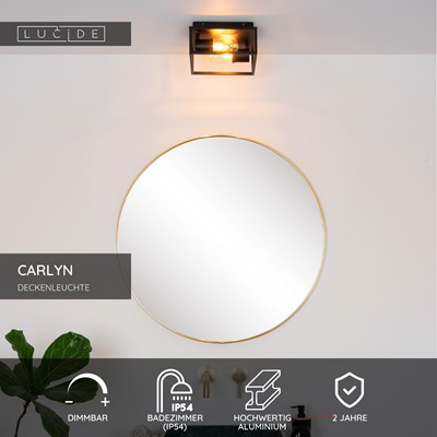 Lucide CARLYN - Deckenleuchte Badezimmer - 2xE14 - IP54 - Schwarz